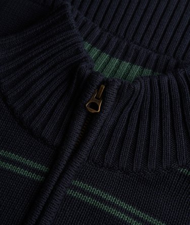 Cotton Stripe Half Zip Knit Image 6