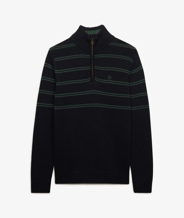 Cotton Stripe Half Zip Knit Image 7