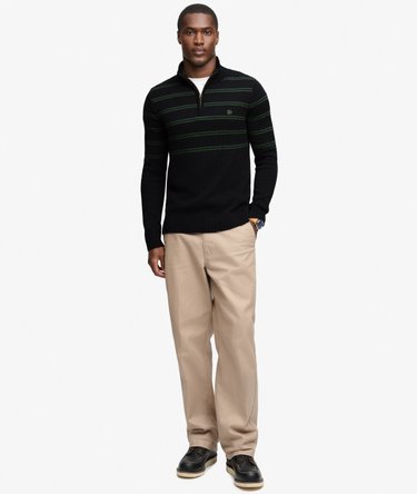Cotton Stripe Half Zip Knit Image 3