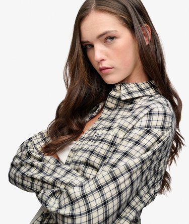 Flanelowa Koszula w Kratę luźny kr&oacute;j Image 2