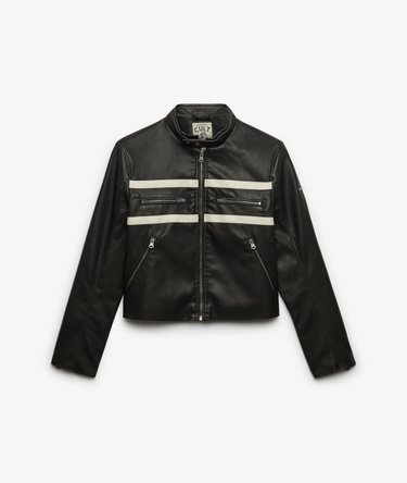 Moto Faux Leather Jacket Image 8
