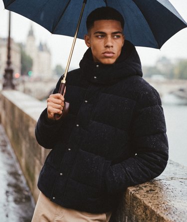 Premium Hooded Cord Puffer Jacket Image 1