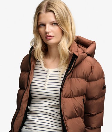 Hooded Sports Puffer Jacket Image 2