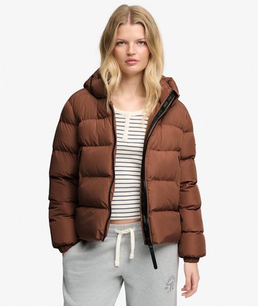 Hooded Sports Puffer Jacket Image 1