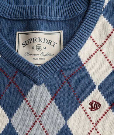 Pull Argyle col V coupe d&eacute;contract&eacute;e Image 7