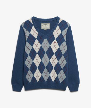 Pull Argyle col V coupe d&eacute;contract&eacute;e Image 8