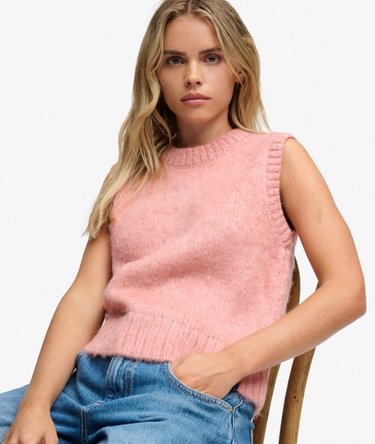 Brushed Knit Crew Neck Vest Image 1