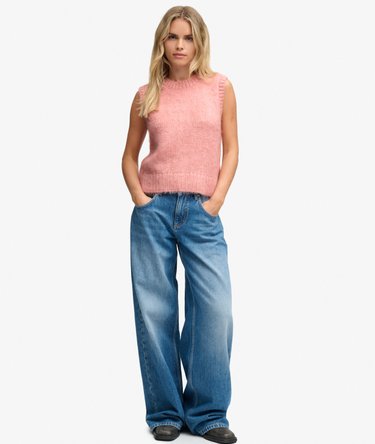 Brushed Knit Crew Neck Vest Image 3