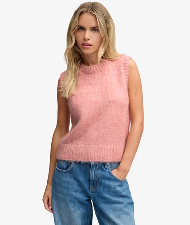 Brushed Knit Crew Neck Vest Image 2