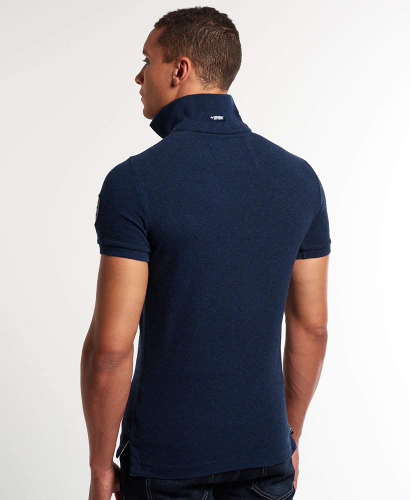 mens Super State Pique Polo Shirt in Echo Blue Grindle | Superdry