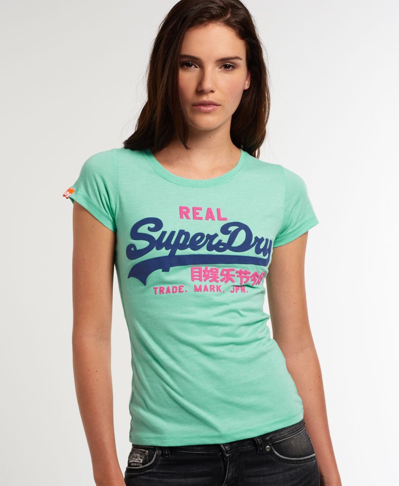 womens Vintage Logo T shirt in ICE GREEN MARL Superdry UK